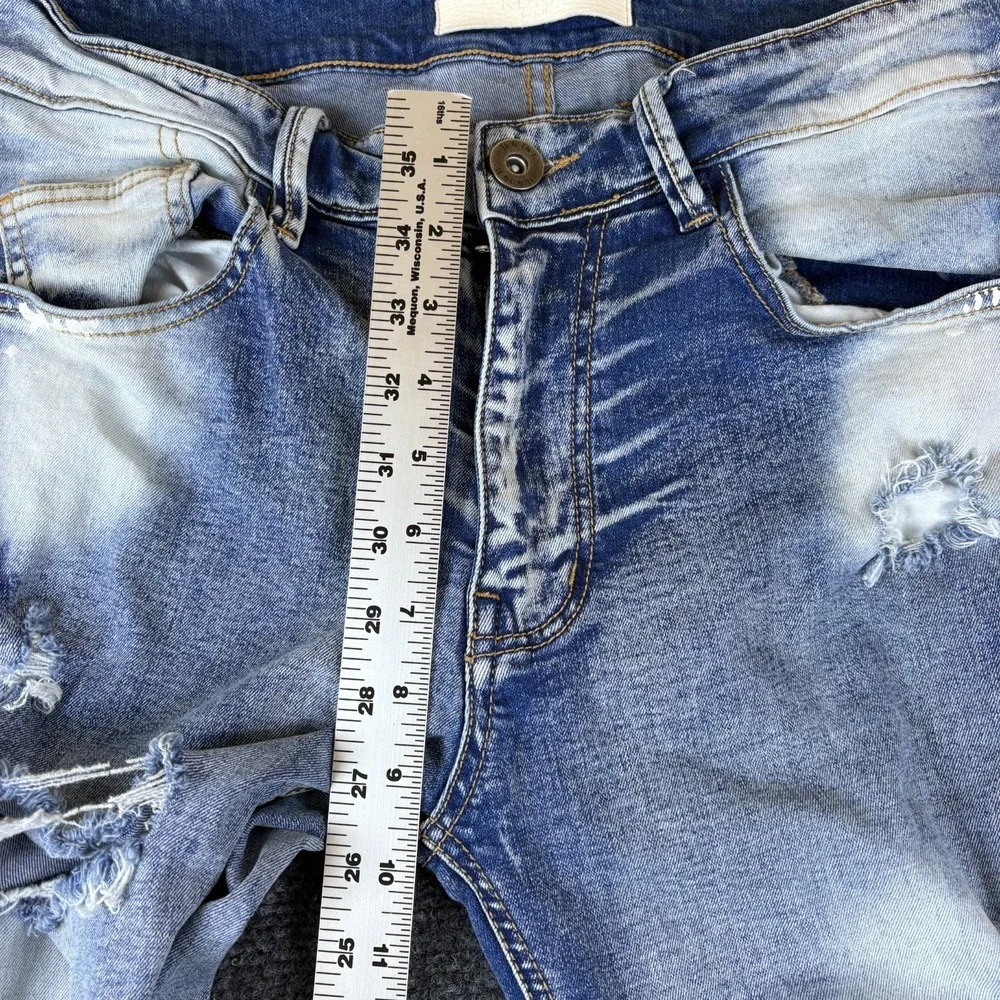 KDNK 11 4 14 11 Skinny Jeans Mens 31x30.5 Blue Denim Cotton Stretch Distressed‎